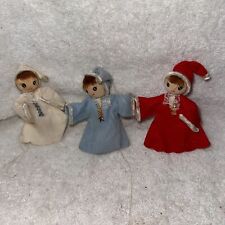 Vintage Nylon/Felt Pixie Girl Christmas Ornaments Lot 3 Japan T59 picture