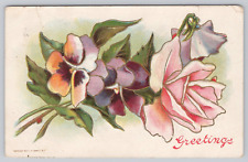 Vtg Post Card Floral Greetings A376 picture
