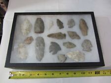 arrowhead tip tool lot 16 w/ display case Tippecanoe Co. IN ancient artifacts picture