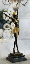Signed Gold Patina Tall Chiparus Lady Bronze Sculpture on Marble Base Figure Art picture