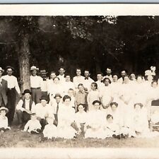 c1910s Large Group Outdoor RPPC White Fashion Cute Women Handsome Men Photo A213 picture