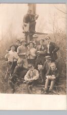 NICE SHOT CANDID GROUP bloomsburg pa real photo postcard rppc telephone pole fun picture
