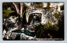 Pasadena CA-California, Stone Bridge, Busch Gardens, Antique, Vintage Postcard picture