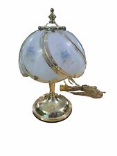 Vintage Gold Colored Floral 3 Way Touch Lamp Blue Flowers works picture