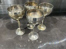 Vintage Lot of 4 Leonard Silver Co. EPNS Silverplated Wine Goblets Made In India picture