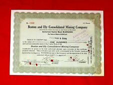 1920 Antique Boston & Ely Consolidated Miming Co. 100 Shares/Parkinson & Burr picture