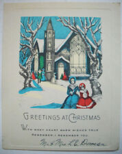 1920's 1930's Leaving Church Vintage Christmas greeting card *1H  picture
