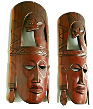 Vintage Wood Carved African Face Masks picture