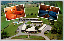 c1960s Mel Manor Motel Owasso Michigan Aerial View Vintage Postcard picture