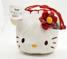 Rare 2004 Japanese Sanrio Hello Kitty Kinchaku Drawstring Silk Bag From Japan picture