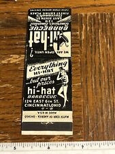 1950s Cincinnati OH Girlie Advertising Matchbook Hi-hat Barbecue Theatrical Bar picture