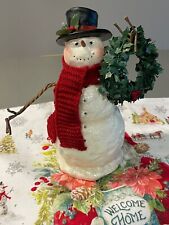 Vintage Silvestri Snowman w/Wreath, Freestanding Ceramic Figurine/Statuette, EUC picture