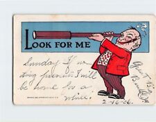 Postcard Look For Me with Man with Telescope Comic Art Print picture