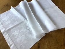Vintage White Linen Damask Towel Roses and Ribbons Pattern picture