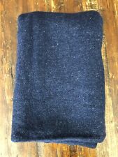 Vintage Navy Blue 80% Wool Stitched Edge Style WBRNB 60x80 Blanket Made In USA picture