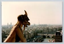 1985 Stone Gargoyle At Notre-Dame Cathedral w/ City of Paris VINTAGE 6x4