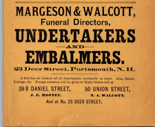 1892 Margeson & Walcott Funeral Directors Undertakers Embalmers PORTSMOUTH NH picture