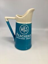 VTG MCM Teachers Highland Scotch Blue White Barware Pub Ceramic Pitcher Jug 8x6” picture