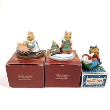 Avon Forest Friends Figurines *Set Of 3 Christmas Holiday Scenes *Vintage picture