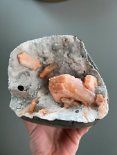 Zeolite Crystal Cluster Geode Raw Pink Stilbite White Chalcedony Mineral A20 picture