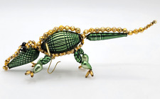 Vintage Czech Mercury Glass Alligator/Crocodile -Beaded Wire Xmas Ornament picture