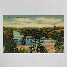 Postcard Vermont Burlington VT Winooski River 1940s Linen Unposted picture