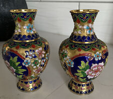 Vintage Cloisonné Enamel Vases 6 “ Pair picture