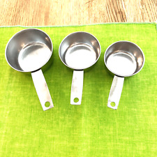 3 Vintage Foley Measuring Cups Stainless USA 1/2, 1/3 & 1/4 Cups Stacking picture