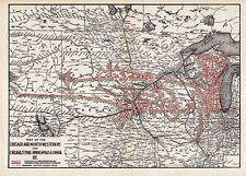 1933 Antique Chicago Northwestern Railway Map North Western Railroad Map 1189 picture