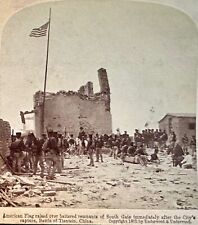 1901 American Flag China Battle of Tientsin South Gate Stereoview by Underwood picture