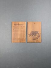 WOODEN POSTCARD LOT: THICK WOOD - BEAR IN THE FOREST & FOOTPRINTS IN THE SAND picture