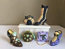 3 Sets Collectible Shoes Coordinating purses resin 3.5 in shoe Collectors gift picture