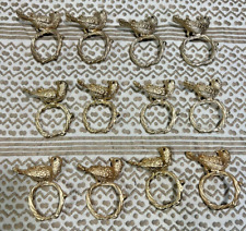 24K Gold Plated Bird Napkin Jewels Rings Swarovski Crystals - Set of 13 Pcs picture