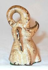 Antique Cast Iron Painted Figural Bottle Opener Off-White Elephant Raised Trunk picture