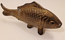 Rustic Brass Koi Fish Statue – Solid Brass Fish Good Fortune & Abundance 5.25” picture