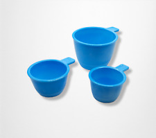 VINTAGE BLUE MILK DEPRESSION STYLE GLASS NESTING MEASURING CUP SET, Bowl, Dish picture