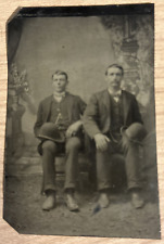 Tintype Two Men Sitting on a Bench 1860’s picture
