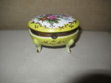 Vintage Norleans Japan Porcelain Yellow Floral Footed Trinket Box picture