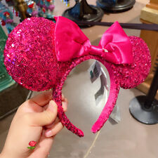US Disney Parks 2022 Ears Hot Pink Headband Bow Magenta Orchid Disneyland Sequin picture