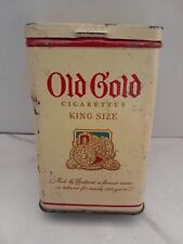 VINTAGE OLD GOLD CIGARETTES TOBACCO TIN Advertising Pocket Tin Hinged Lid picture