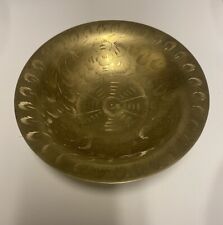 Vintage Brass Pedestal Footed Candy/Trinket Dish Floral Etched Made in India 6” picture