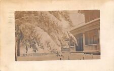 Ashland Ohio~L.E.W.'s Snowy Front Porch & Trees~Big House~1914 Real Photo~RPPC picture
