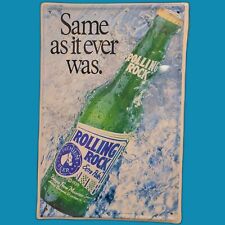 Rare 1991 Rolling Rock Beer Same As It Ever Was Metal Beer Sign 18x12” picture