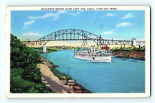 Sagamore Bridge over Cape Cod Canal Cape Cod Massachusetts Vintage Postcard E2 picture
