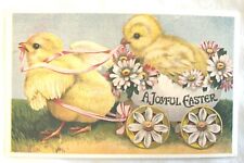 A  JOYFUL EASTER FEATURES BABY CHICK PULLING ANOTHER IN EASTER EGG POSTCARD B-3 picture