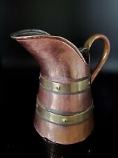 Rare Antique Handcrafted Copper And Brass Pitcher Superb Condition  picture