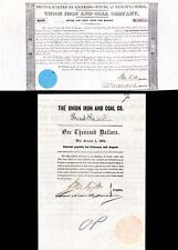 Moses Taylor signed Union Iron and Coal Co. - Bond (Uncanceled) - Mining Bonds picture