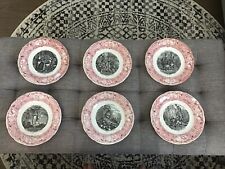 Antique Set Of 6 French Gien Porcelain Plates,History of Joan of Arc, 1886-1938 picture