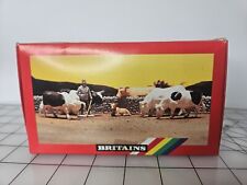 Vintage Britains Plastic Animals Bull Cows Calf Farmer Fence 1984 New picture