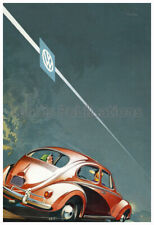 1958 Volkswagen Beetle (VW) at Night - Cool Vintage Poster picture